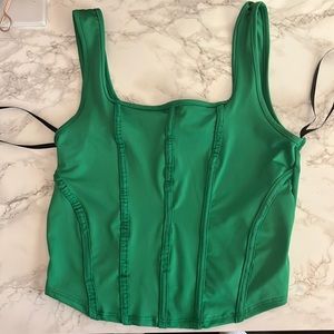 Green Cropped Corset Style Top -NWOT